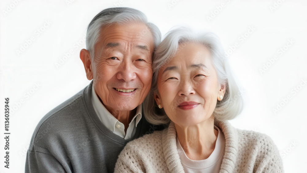 Happy elderly couple with copy space