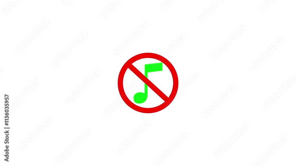 Music ban symbol animation. no music allowed sign. prohibiting sign.; Music ban symbol animation. no music allowed sign. prohibiting sign.;