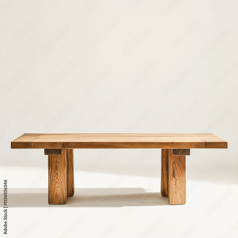 Minimalist wooden table on neutral background for modern home decor Minimalist wooden table on neutral background for modern home decor