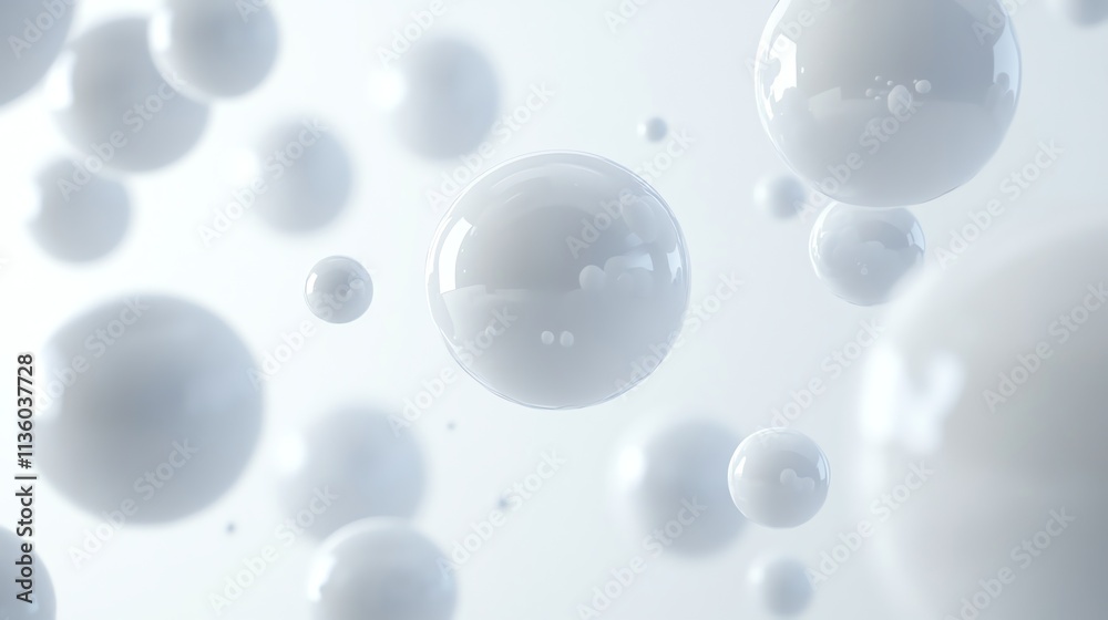 A 3D rendering of a cluster of shiny white orbs against a white background. A 3D rendering of a cluster of shiny white orbs against a white background.
