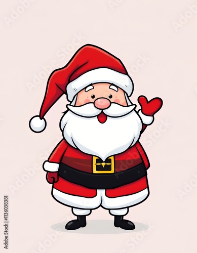 cartoon santa claus with a red hat and black pants.