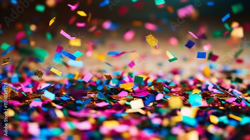 Colorful Party Confetti Cascading in Dynamic Motion Creating Lively Atmosphere : Generative AI