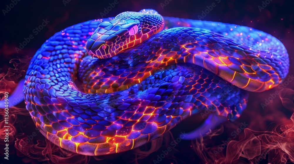 Vivid neon snake illustration a modern and striking digital art interpretation of a serpent Vivid neon snake illustration a modern and striking digital art interpretation of a serpent