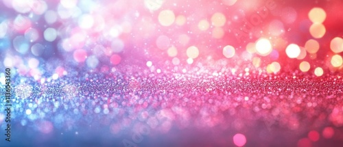 Sparkling Pink and Blue Glitter Background with Bokeh Lights