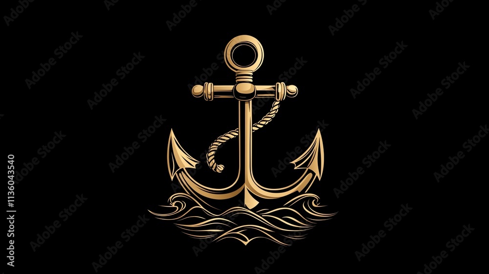 A stylized, golden anchor logo with waves underneath against a black background. A stylized, golden anchor logo with waves underneath against a black background.