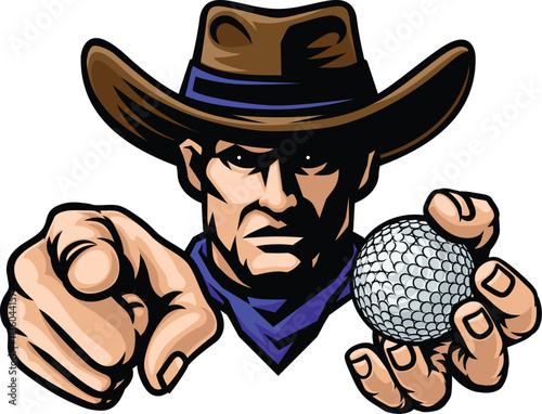 A cowboy man golf ball sports cowboys team mascot
