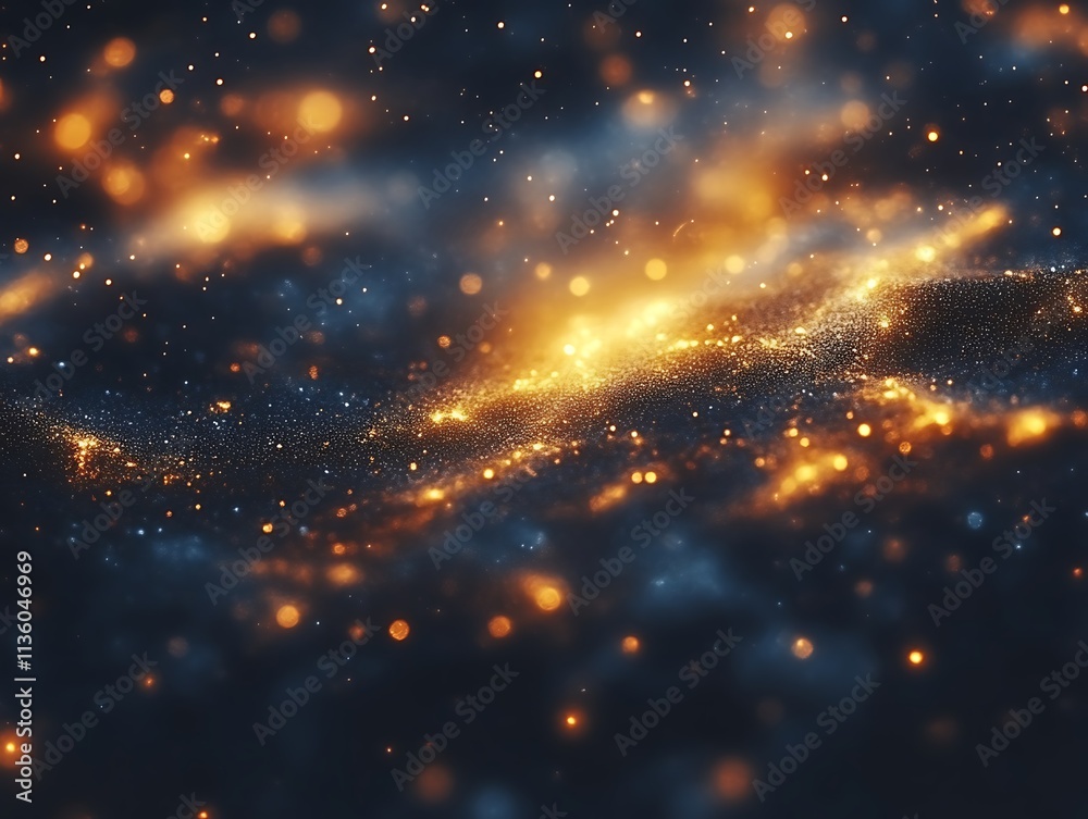 Fototapeta premium Abstract Cosmic Nebula with Glowing Particles and Dust