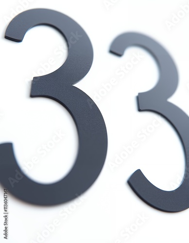 A close-up image showcasing dark gray number 33 against a bright white background. The numbers have a modern, simple design.