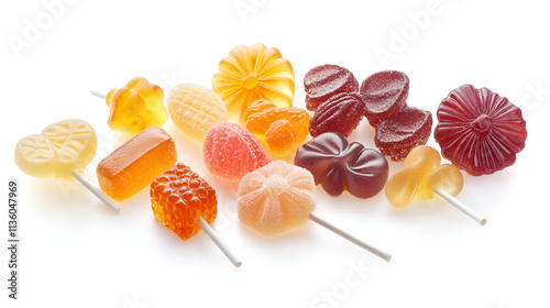 colorful Lollipop for childern very sweet on white background , Set of colorful lollipops Swirl lollipops , Colorful lollipops and different colored different shapes candy