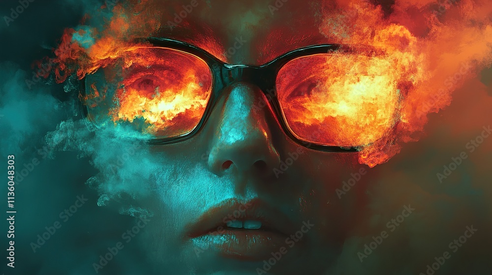Fiery Gaze: Surreal Portrait of Inner Fire Fiery Gaze: Surreal Portrait of Inner Fire