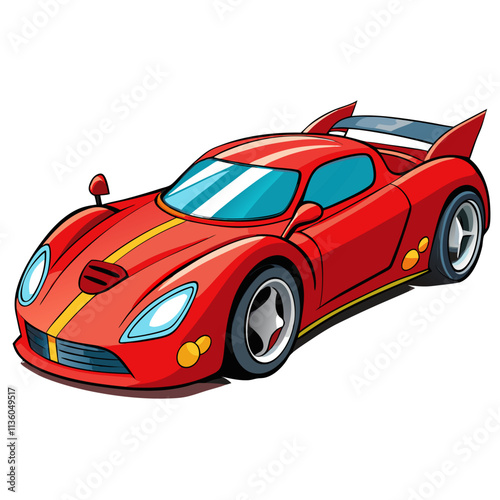 red color vehicle futuristic sport car elegant vector illustration