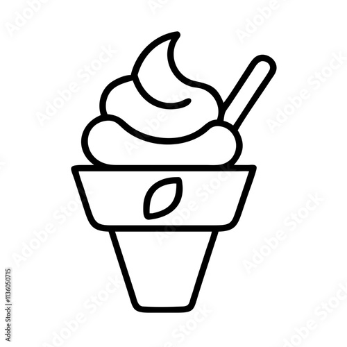 vegan ice cream icon, ice cream day line art, ice cream icon - simple black line art icon of vegan ice cream, symbolizing ice cream day celebrations. ice cream vector art.