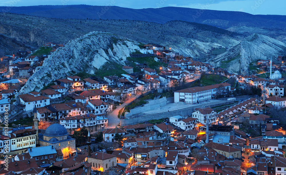 Obraz premium The historical Beypazari Town in Ankara, Turkey, is a touristic city with its old Ottoman houses and historical mosques.