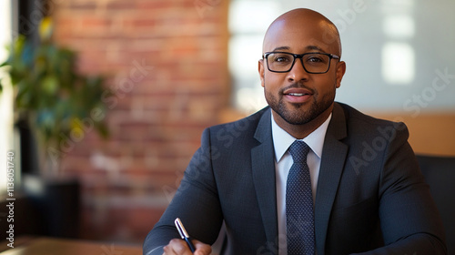 Wallpaper Mural Office manager in business attire, confidently leading a meeting, perfect for corporate, leadership, and professional portrait photography. Torontodigital.ca