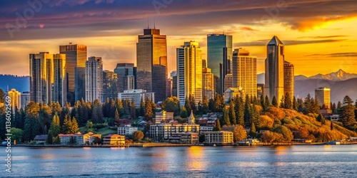 Bellevue Washington Skyline Documentary Photography: Urban Landscape, Cityscape, Puget Sound Views