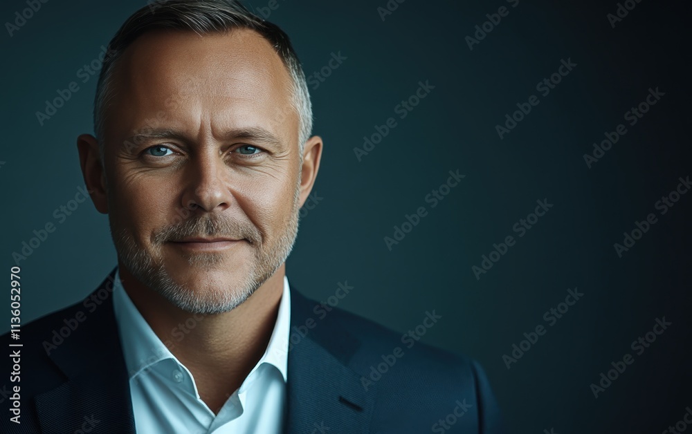 Confident businessman with a suit and a smile in a studio background, He looking at the camera