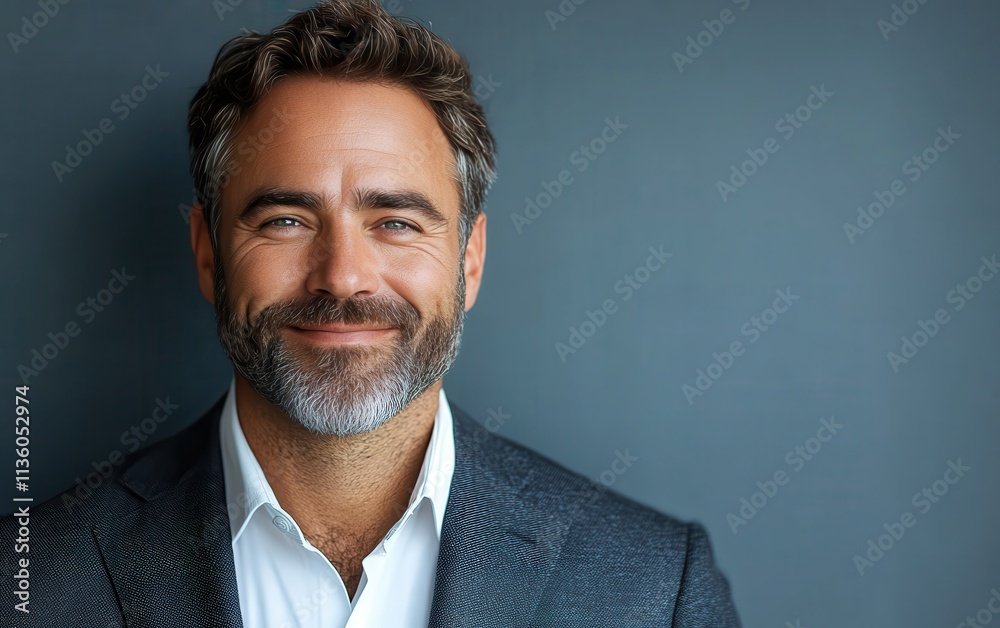 Confident businessman with a suit and a smile in a studio background, He looking at the camera Confident businessman with a suit and a smile in a studio background, He looking at the camera