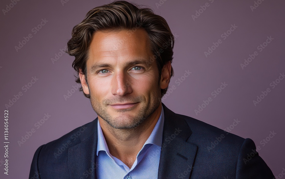Confident businessman with a suit and a smile in a studio background, He looking at the camera Confident businessman with a suit and a smile in a studio background, He looking at the camera