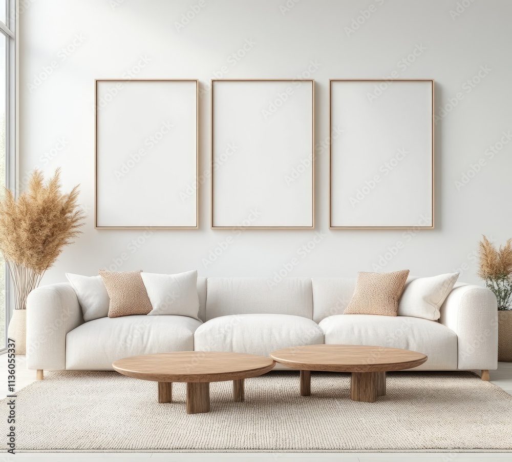 3D Render of Poster Frame in a Minimalist Living Room 3D Render of Poster Frame in a Minimalist Living Room
