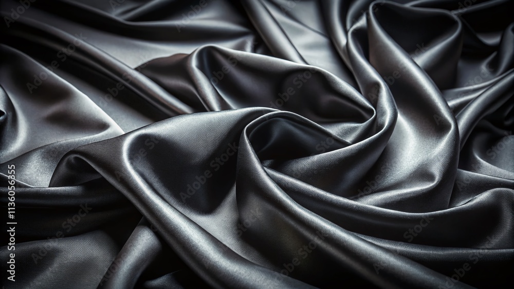 Fototapeta premium Black Silky Background Photography: Abstract Textures, Dark Elegance, Luxurious Fabric, Smooth Surface