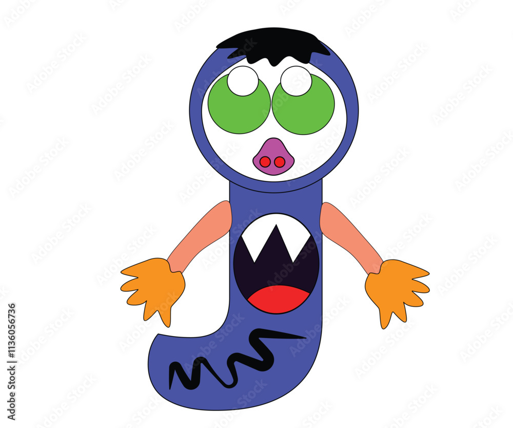 Fototapeta premium Monster letter J with wide mouth