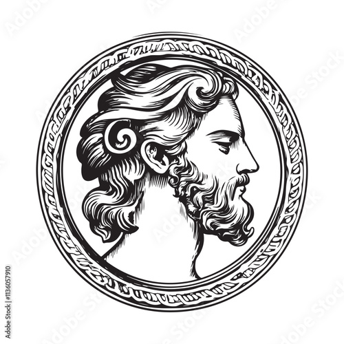 Ancient Coin That Has Design Roman Stock Vector image isolated on white background.