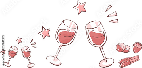 ワインと、チョコレートをかけたフルーツ