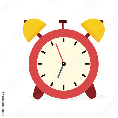 The alarm clock vector is isolated on a white background