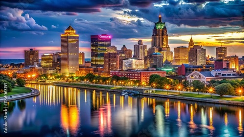 Wallpaper Mural Buffalo NY Night Skyline Panoramic Photography - Stunning Cityscape Views Torontodigital.ca