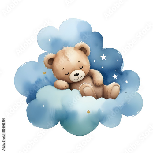 Watercolor Teddy Bear Clipart Vector Illustration