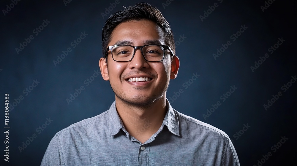 Fototapeta premium Modern IT Worker Smiling at Camera in Professional Attire