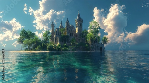 Secluded Island Castle: A Tropical Paradise photo