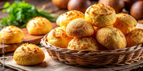 Candid Photography of Delicious Brazilian Cheese Bread, Also Known as Chipa, Pan de Bono, and Pan de Yuca, Perfectly Baked with Copy Space for Culinary Use