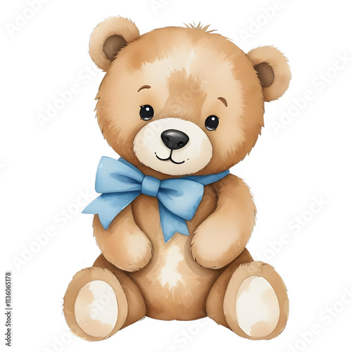 Watercolor Teddy Bear Clipart Vector Illustration