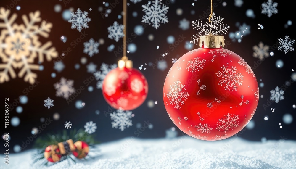 3d Digital Art of Floating Snowflakes and Christmas Ornaments Creating a Magical Scene. Free Christmas Background. Chrismas Wallpaper. Cool Wallpaper 4k 3d Digital Art of Floating Snowflakes and Christmas Ornaments Creating a Magical Scene. Free Christmas Background. Chrismas Wallpaper. Cool Wallpaper 4k