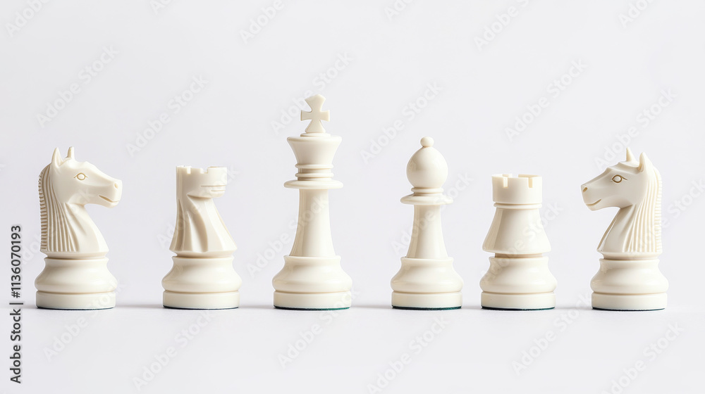 Black chess pieces set isolated on white background. Vector cartoon illustration of king, queen, bishop, knight, rook, pawn figures for board game, checkmate challenge, intellectual sports competition
