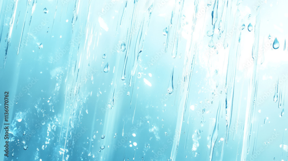 Realistic rain shower drops down vector background. 3d water flow on window glass pattern. Raindrop stream on waterproof surface effect illustration template. Moisture streaks clear aqua backdrop. Realistic rain shower drops down vector background. 3d water flow on window glass pattern. Raindrop stream on waterproof surface effect illustration template. Moisture streaks clear aqua backdrop.