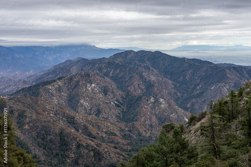 Naklejka premium San Gabriel Mountains, Los Angeles County, California. Angeles National Forest / San Gabriel Mountains National Monument. Mount Wilson