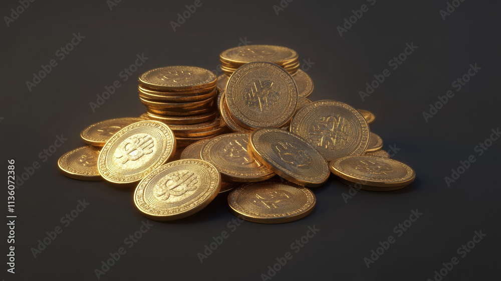Stack of gold coin of different size. Realistic 3d vector golden metal money in pile. Financial and bank game or casino cash treasure. Heap of empty circular currency for profit and wealth concept. Stack of gold coin of different size. Realistic 3d vector golden metal money in pile. Financial and bank game or casino cash treasure. Heap of empty circular currency for profit and wealth concept.