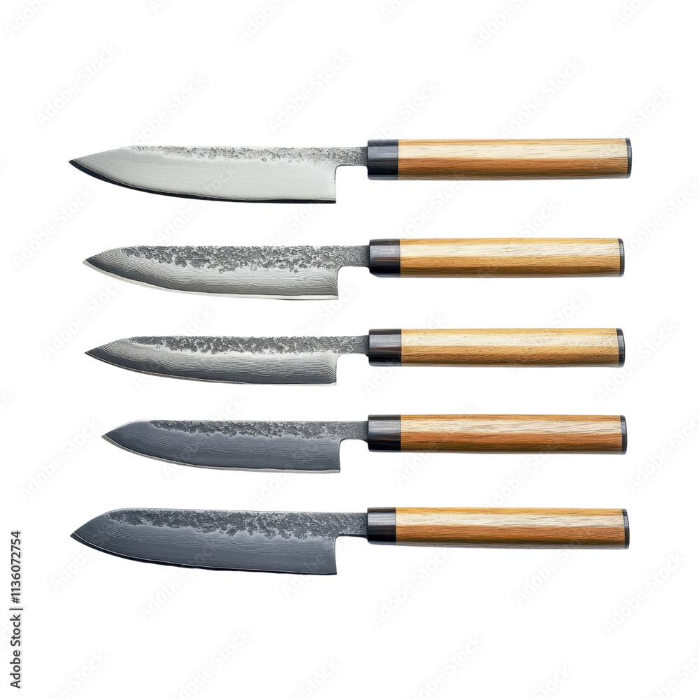 High-Quality Japanese Kitchen Knives Set with Wooden Handles High-Quality Japanese Kitchen Knives Set with Wooden Handles