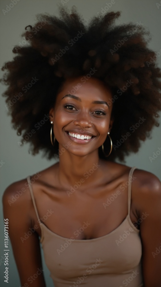 Attractive smiling woman with afro Attractive smiling woman with afro