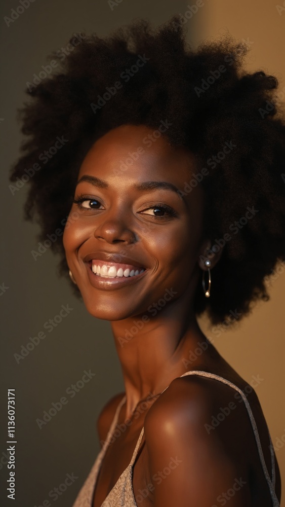 Attractive smiling woman with afro Attractive smiling woman with afro