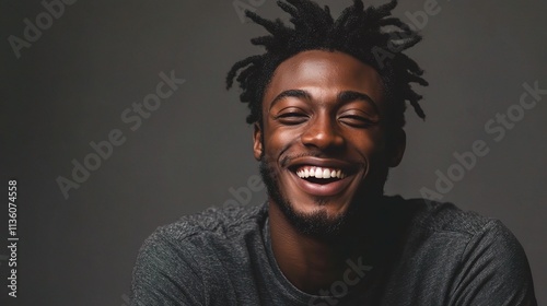 Young Man with Bright Smile in Close-Up Portrait Photography