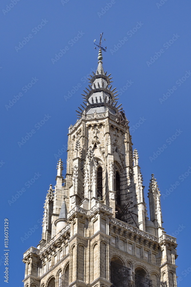 detail of the gothic tower of the cathedral of santa maria de toledo detail of the gothic tower of the cathedral of santa maria de toledo