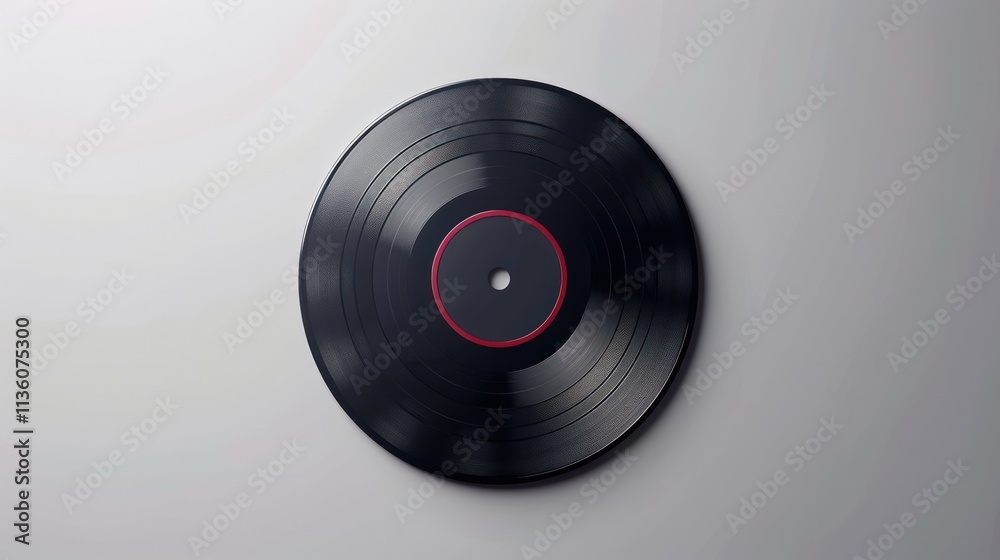 Obraz premium A classic black vinyl record displayed against a minimalist background highlighting its timeless design and nostalgic appeal.