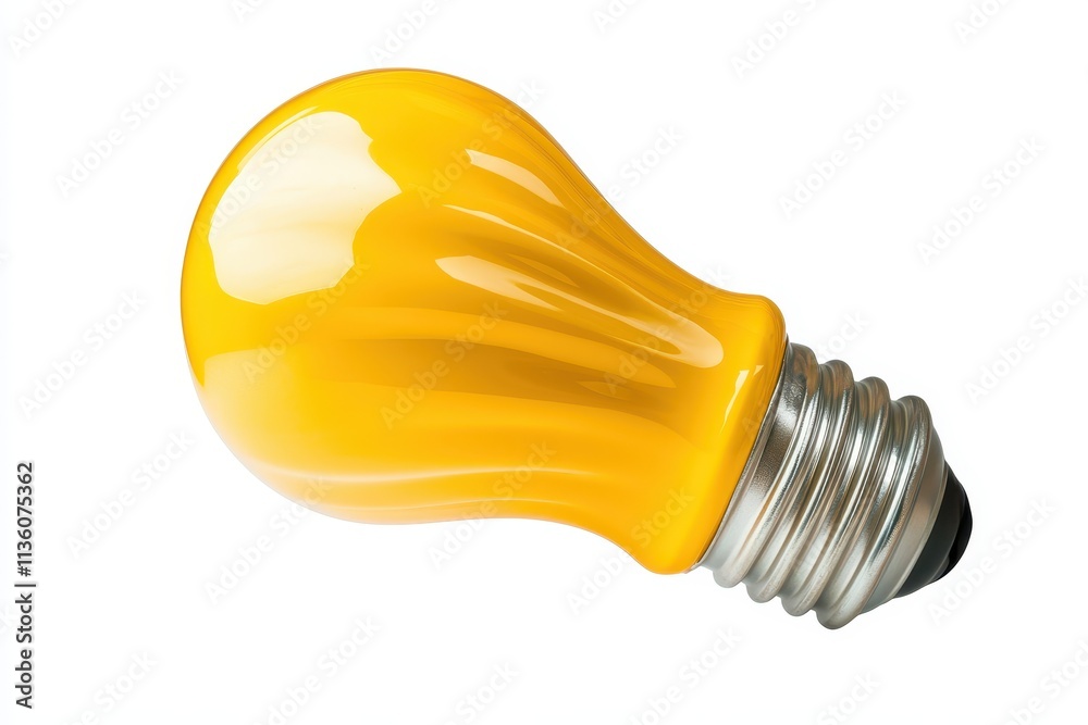 Bright yellow lightbulb mock up on a clean white background for design purposes Bright yellow lightbulb mock up on a clean white background for design purposes