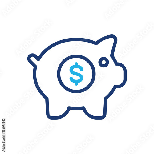 Piggy bank line icon, coin money vector illustration