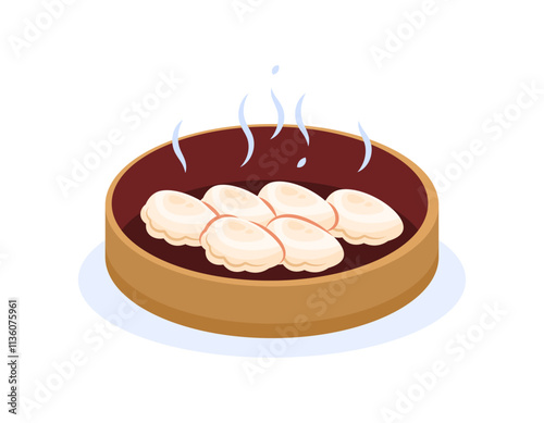 illustration of dumpling dimsum. steamed dimsum that is still warm. food. flat style design. element