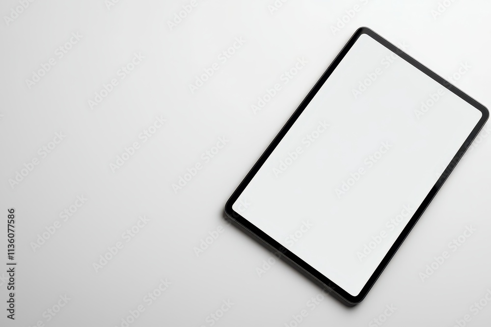Clean solid-color tablet mock up isolated on a white background showcasing sleek design elements Clean solid-color tablet mock up isolated on a white background showcasing sleek design elements