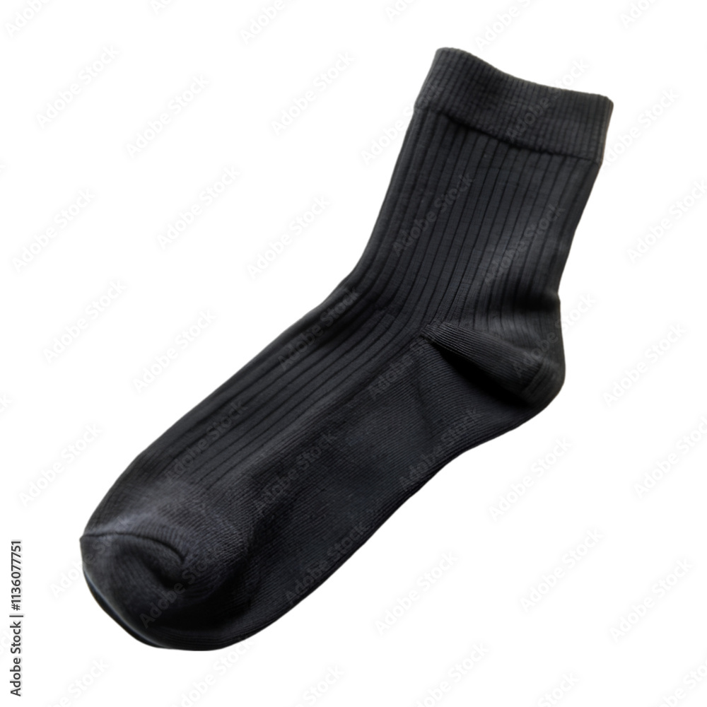 Black sock isolated on transparent background